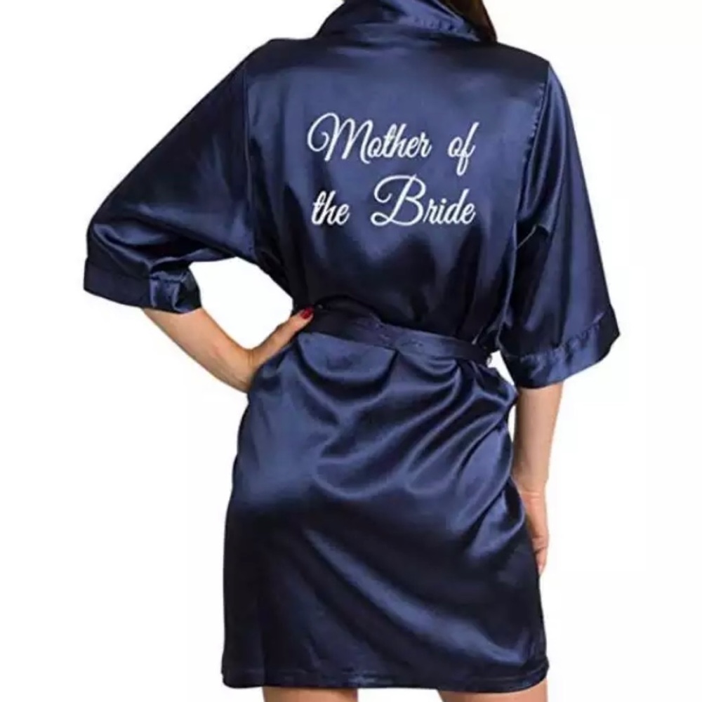 Navy Blue Satin Robe, Mother Of The Bride